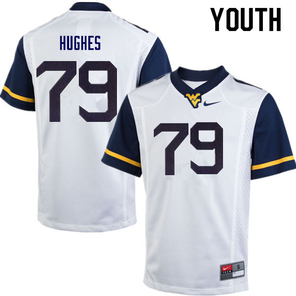 Youth #79 John Hughes West Virginia Mountaineers College Football Jerseys Sale-White - Click Image to Close